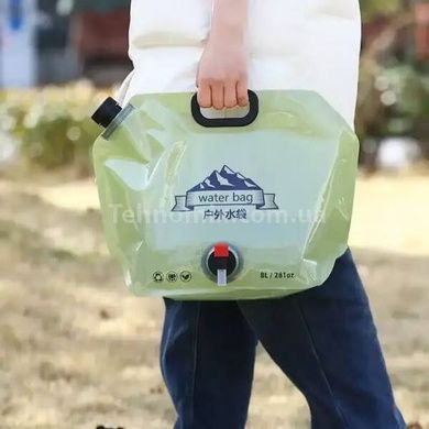 Емкость для воды складная многоразовая с ручкой и краном 8л water bag AND-1 Олива