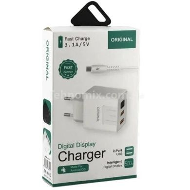 Сетевое зарядное устройство 2 usb с дисплеем A-14 with Digital Display CX QC03 е Белое