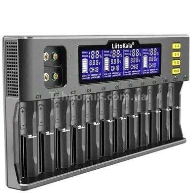 Зарядное устройство для 12x26700/ 26650/ 2170/0 18650/ AA/ 9V LiitoKala Lii-S12 Черное