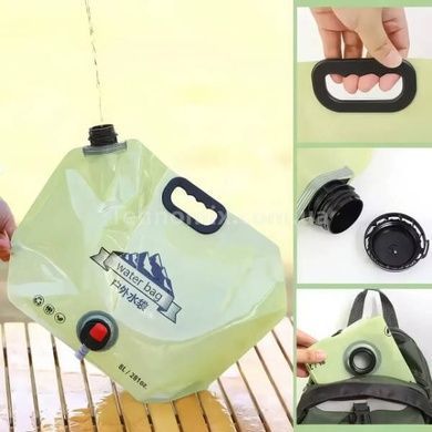 Емкость для воды складная многоразовая с ручкой и краном 8л water bag AND-1 Олива