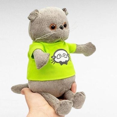 Игрушка мягкая Кот Басик в футболке 30см В зеленой