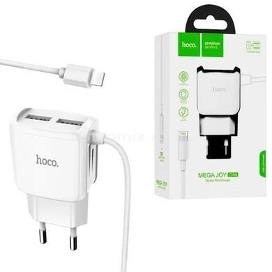 Зарядний пристрій на 2 USB з вбудованим кабелем Micro-USB HOCO 2.4A IPH
