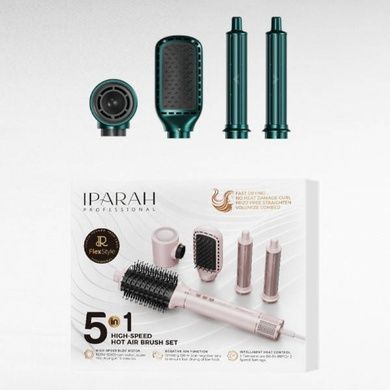Фен-стайлер 5в1 5 насадок, 3 режима, 3 режима температуры, 105000 RPM, 1300W IPARAH P-505G Зеленый