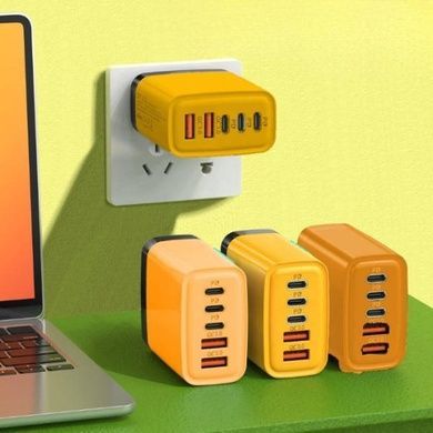 Зарядний пристрій блок живлення 240W 3*Type C, 2*Usb Жовтий