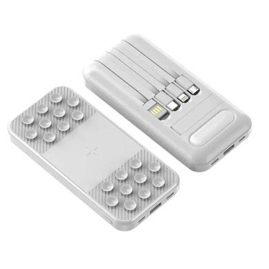 Power Bank із вбудованими кабелями та присосками 1000mAh Smart 1017 Білий