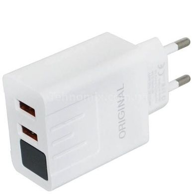 Сетевое зарядное устройство 2 usb с дисплеем A-14 with Digital Display CX QC03 е Белое