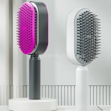 Массажная 3D расческа для волос Central Hollow Cushion Comb Серая с оранжевым
