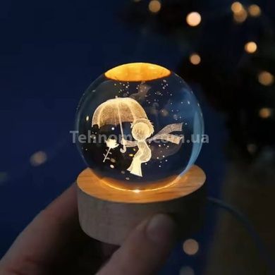 Шар акриловый светящийся Маленький принц 6см с подсветкой на подставке