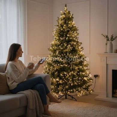 Гірлянда роса мішура пухнаста з таймером та пультом 50м 6Вт 220V Xmas WW-2 SILVER LINE Тепле світло