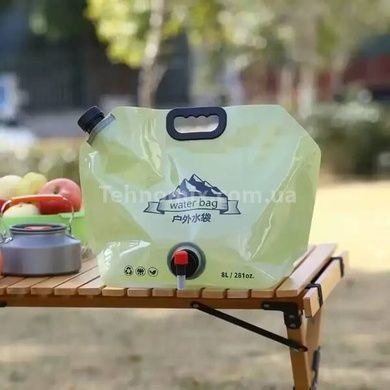 Емкость для воды складная многоразовая с ручкой и краном 8л water bag AND-1 Олива