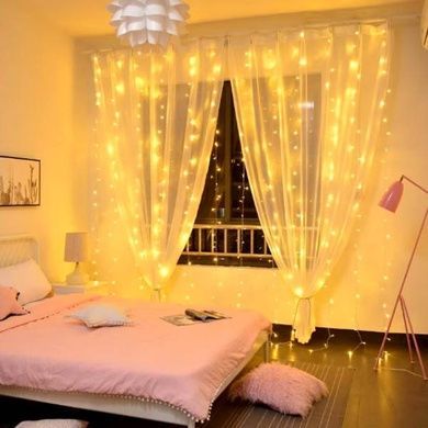Гирлянда штора 3x2м 200LED 220V Теплый свет