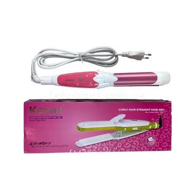 Плойка-утюжок-гофре Kemei JB-KM-2208 3в1 Розовая