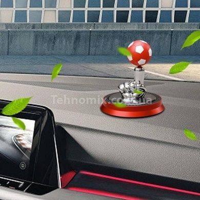 Ароматизатор автомобільний Футбольний м'яч на сонячній панелі + флакон з ароматом в комплекті Червоний