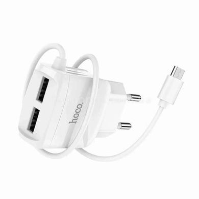 Зарядний пристрій на 2 USB з вбудованим кабелем Micro-USB HOCO 2.4A IPH