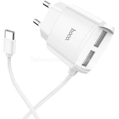 Зарядний пристрій на 2 USB з вбудованим кабелем Micro-USB HOCO 2.4A IPH