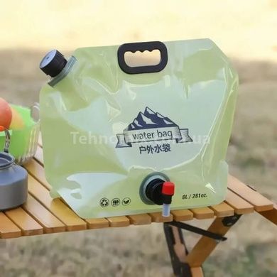 Емкость для воды складная многоразовая с ручкой и краном 8л water bag AND-1 Олива