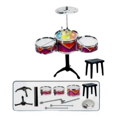 Барабанная установка со стульчиком Jazz Drum Цветная полоска