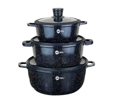 Набір гранітного посуду 8 предметів HIGHER+KITCHEN HK-325 Чорний