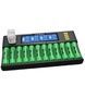 Зарядное устройство для 12x26700/ 26650/ 2170/0 18650/ AA/ 9V LiitoKala Lii-S12 Черное