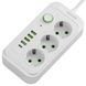 Сетевой фильтр с USB (3&times;220В+4&times;USB+1&times;Type-C) QL-1074U 3 метра Белый