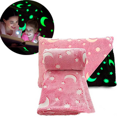 Детское флуоресцентное одеяло Звёзды Magic Blanket 100Х150 Розовое