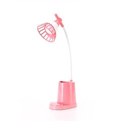 Настольная лампа с подставкой для телефона с USB зарядкой и АКБ Розовая