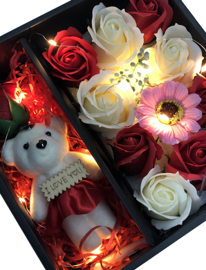 Подарунковий набір троянд з мила з Мишком XY19-79 + Подарунок