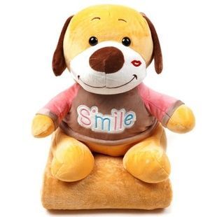 Игрушка-плед Собачка Smile 3в1 36см (плед 100*150см) Коричневая