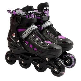 Ролики раздвижные 312-55 L р 39-43 Черные с фиолетовым