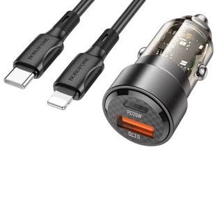 Автомобільний зарядний пристрій BOROFONE BZ20 Smart 38W dual port PD20W+QC3.0 car charger set(C to iP)
