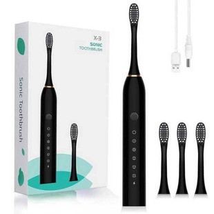 Зубна щітка електрична 4 насадки SONIC TOOTHBRUSH X-3 Чорна