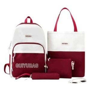 Набор 4в1 школьный рюкзак, сумка, клатч, пенал GUIYUBAG MFG-2-613 RED Красный с белым