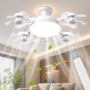 Світильник-вентилятор стельовий LED з пультом дистанційного керування, 4 складні лопаті, 3 швидкості, регулювання кольору Білий