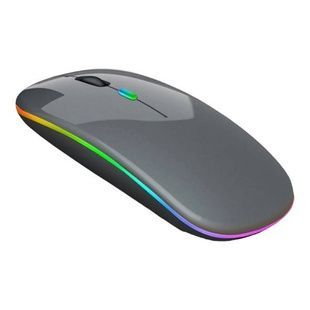 Миша бездротова безшумна з RGB підсвічуванням Bluetooth + 2.4 ГГц BauTech Сіра