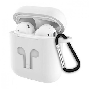 Чохол для AirPods силіконовий з карабіном Білий