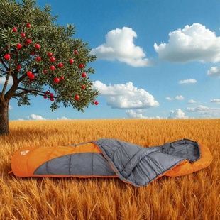 Спальний мішок туристичний на блискавці 230-80-55см з чохлом 68049 Сірий з оранжевим