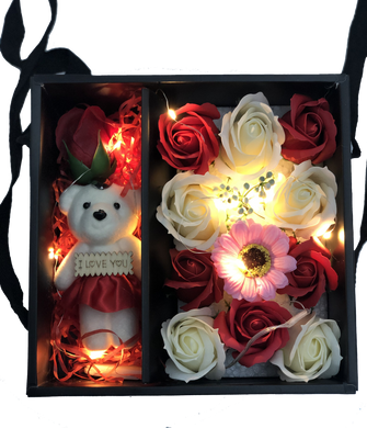 Подарунковий набір троянд з мила з Мишком XY19-79 + Подарунок