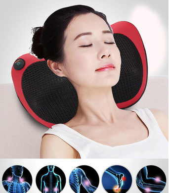 Портативный роликовый массажер в авто и для дома HOME CAR MASAGE PILLOW red