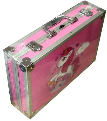Набор для детского творчества в чемодане с единорогом 144 предмета Розовый