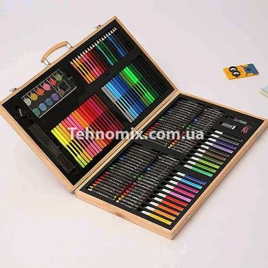 Детский набор для рисования в деревянном чемоданчике 180 предметов
