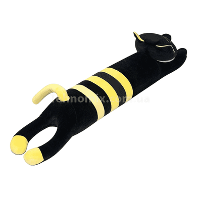 Іграшка-подушка чорна Кішка Батон у жовту смужку 110см