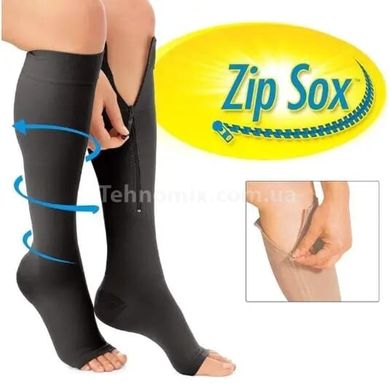 Компресійні гольфи Zip Sox,шкарпетки від варикозу зіп чорні чорні (р-р Л/ХЛ)