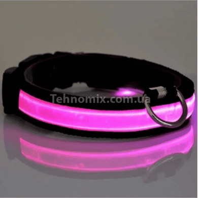 Нашийник для собак світлодіодний LED Рожевий розмір M