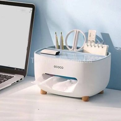 Контейнер для салфеток настольный с органайзером для мелочей Tissue box Белый