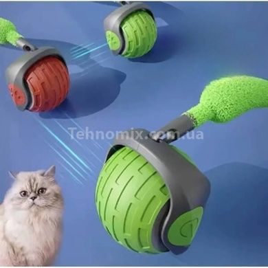 Игрушка для котов интерактивная Мячик с хвостом движущийся Cat toy ball Красный