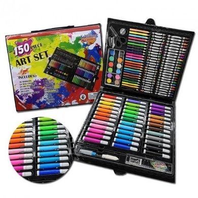 Набір художника для творчості Art Set 150 предметів Чорний + Подарунок Пластилін