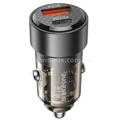Автомобільний зарядний пристрій BOROFONE BZ20 Smart 38W dual port PD20W+QC3.0 car charger set(C to iP)