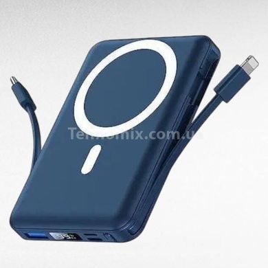 Power Bank з функцією бездротової зарядки та кабелями 10000mAh 20W 5V/3A KT-D011 Синій
