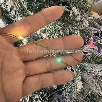 Гирлянда роса линейная зеленая проволока USB с пультом 20м 200LED Желтый