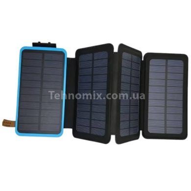 Power Bank із сонячною зарядкою в розкладному чохлі 10000mAh Solar Charger Power Bank Чорний із блакитним
